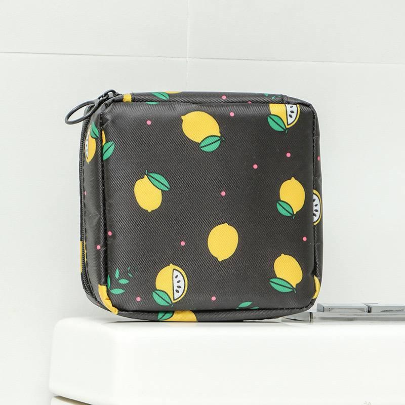 Organizer for pads, tampons (BLACK WITH LEMONS)