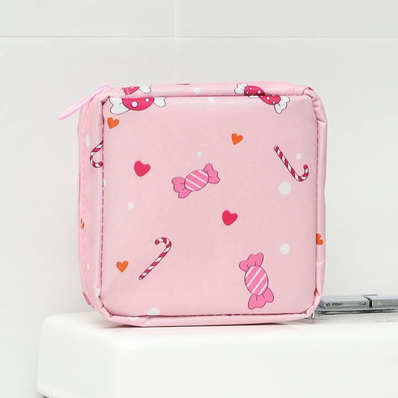Organizer for storing pads, tampons (PINK WITH CANDIES)