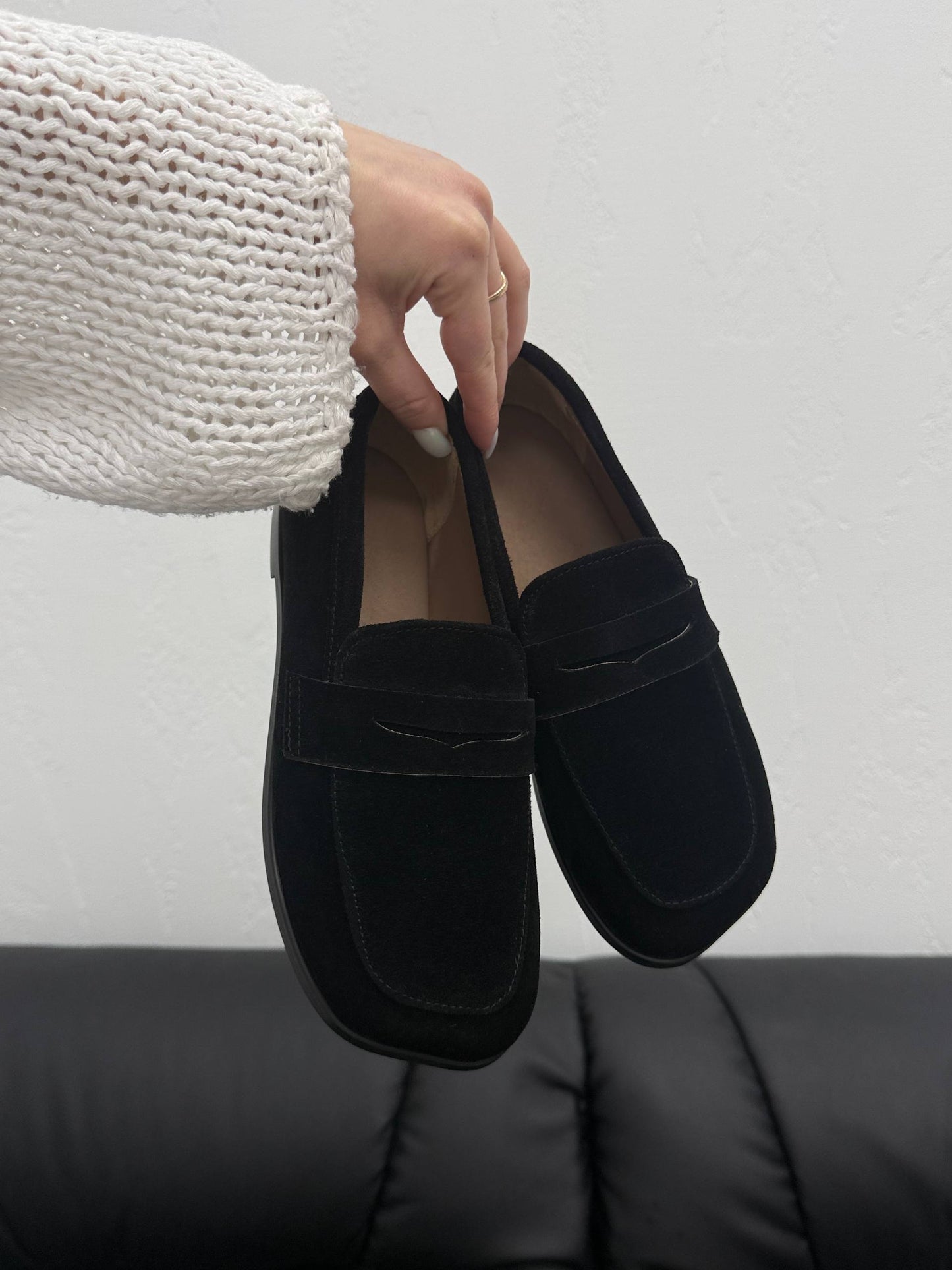 Anatomiczne loafersy barefoot NikArt, czarny zamsz