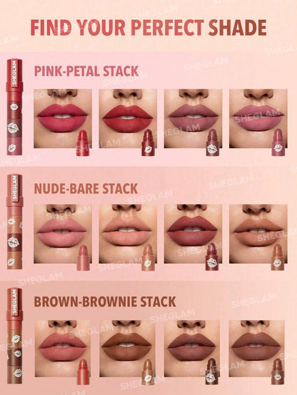 Sheglam MEGA LIP STACKS 4-in-1 Lipstick - BROWN - BROWNIE STACK
