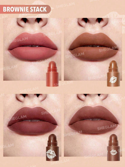 Sheglam MEGA LIP STACKS 4-in-1 Lipstick - BROWN - BROWNIE STACK