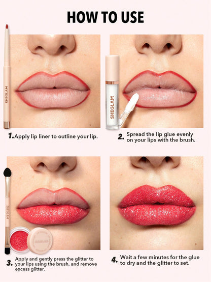Набір для губ з гліттером - Sheglam lip dazzler glitter kit (RED CARPET)