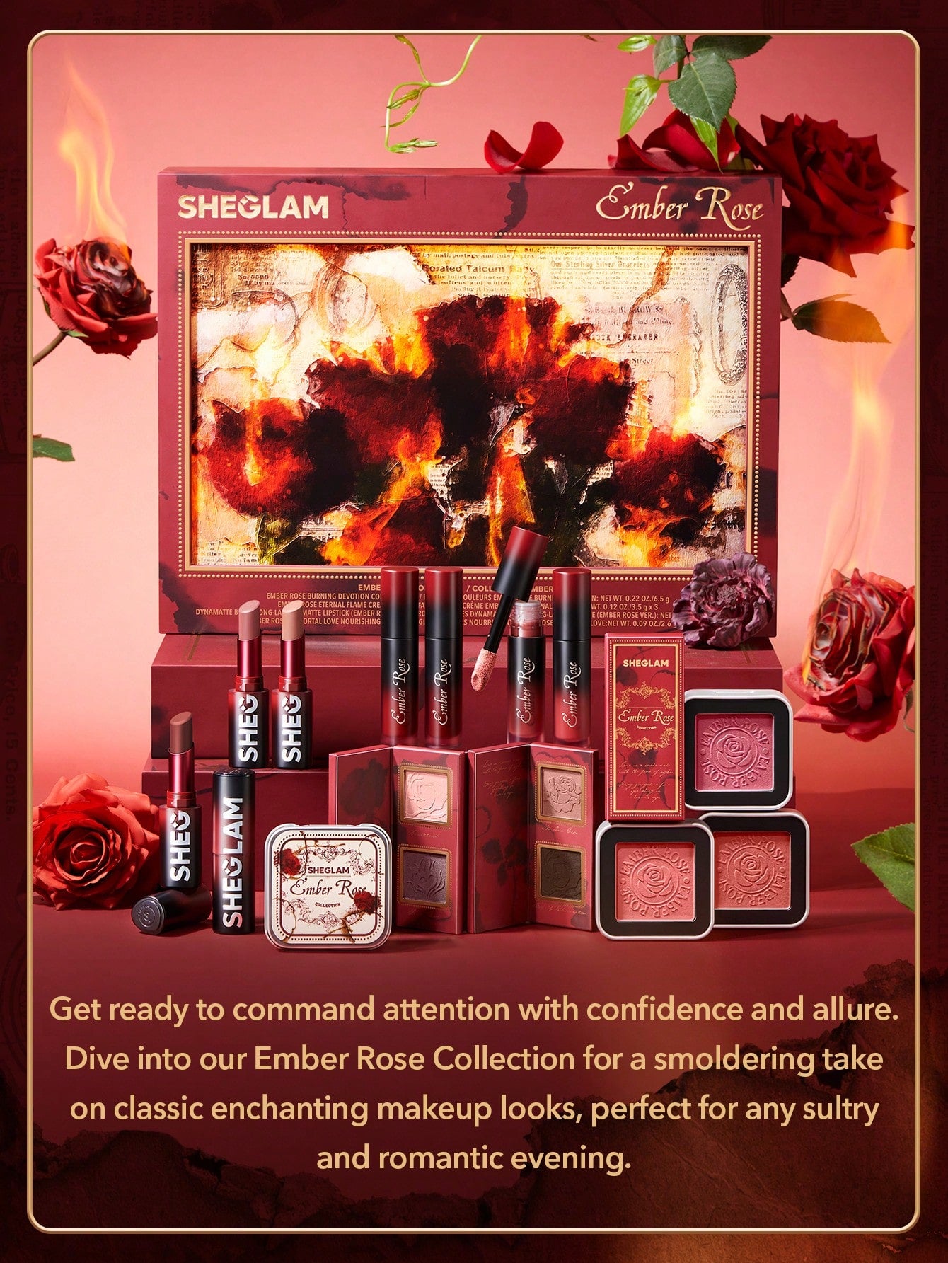 Zestaw limitowanej edycji kosmetyków SHEGLAM Ember Rose collection