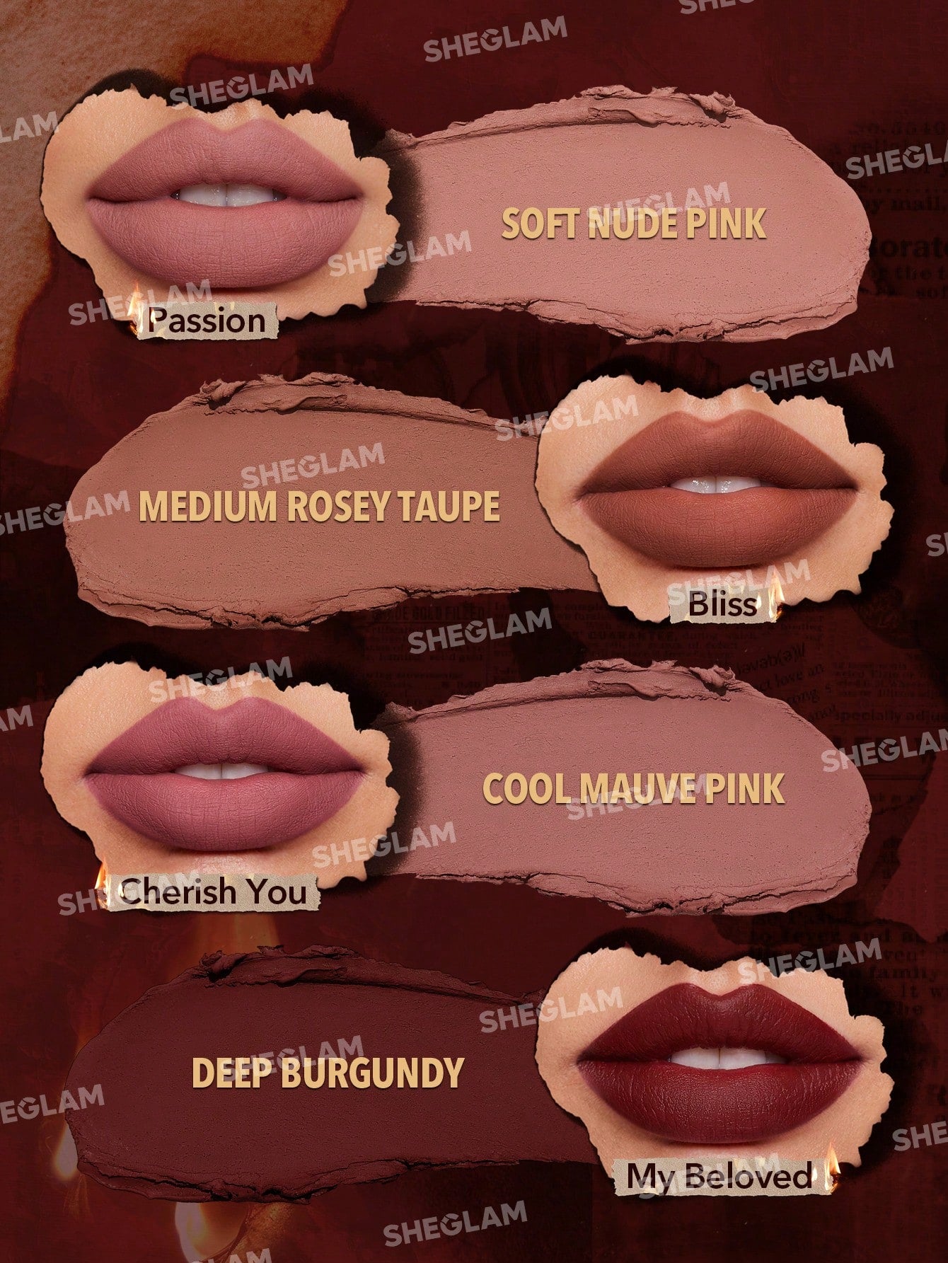 Zestaw limitowanej edycji kosmetyków SHEGLAM Ember Rose collection