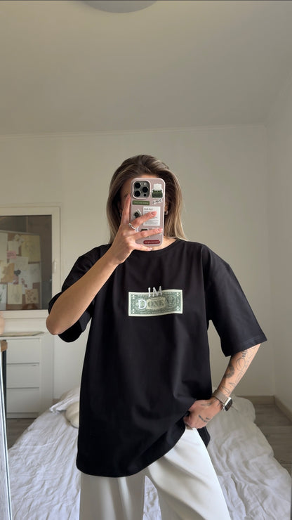 Oversized T-shirt with "money" print