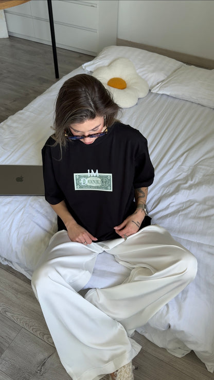 Oversized T-shirt with "money" print
