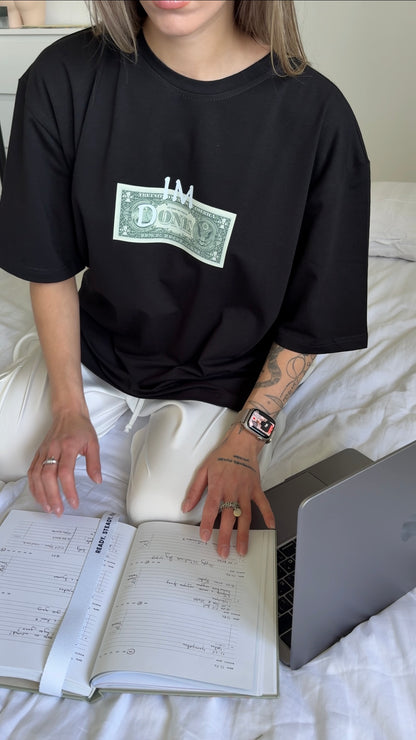 Oversized T-shirt with "money" print
