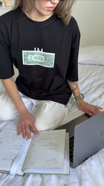 Oversized T-shirt with "money" print