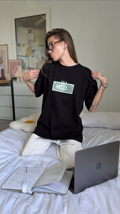 Oversized T-shirt with "money" print