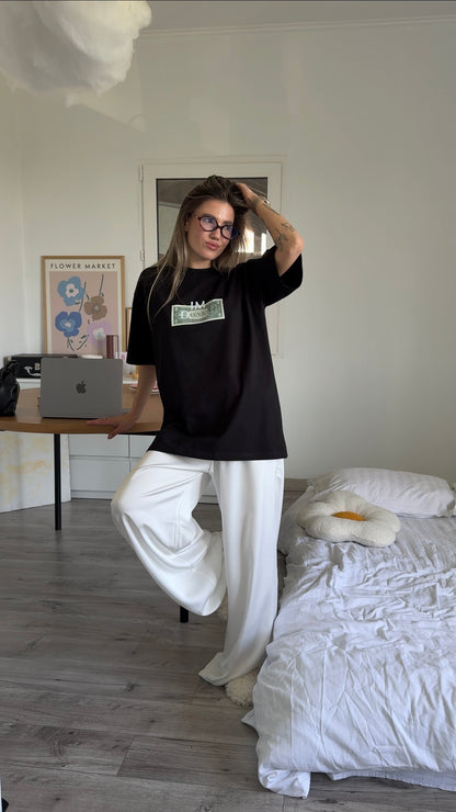 Oversized T-shirt with "money" print