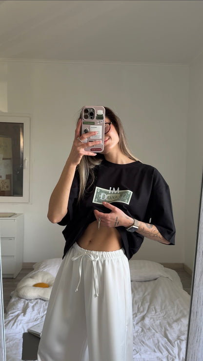 Oversized T-shirt with "money" print