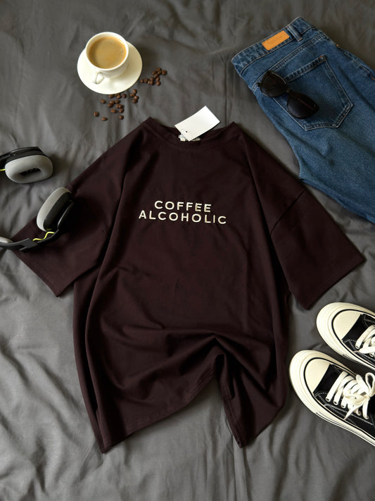 Футболка з вишивкою "COFFEE ALCOHOLIC"