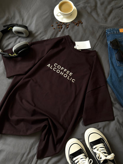 Embroidered t-shirt "COFFEE ALCOHOLIC"