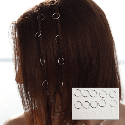 Silver-colored Hair Rings, 30 pieces (Hair Piercing)