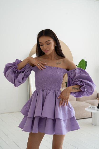 Лляна сукня з рукавами