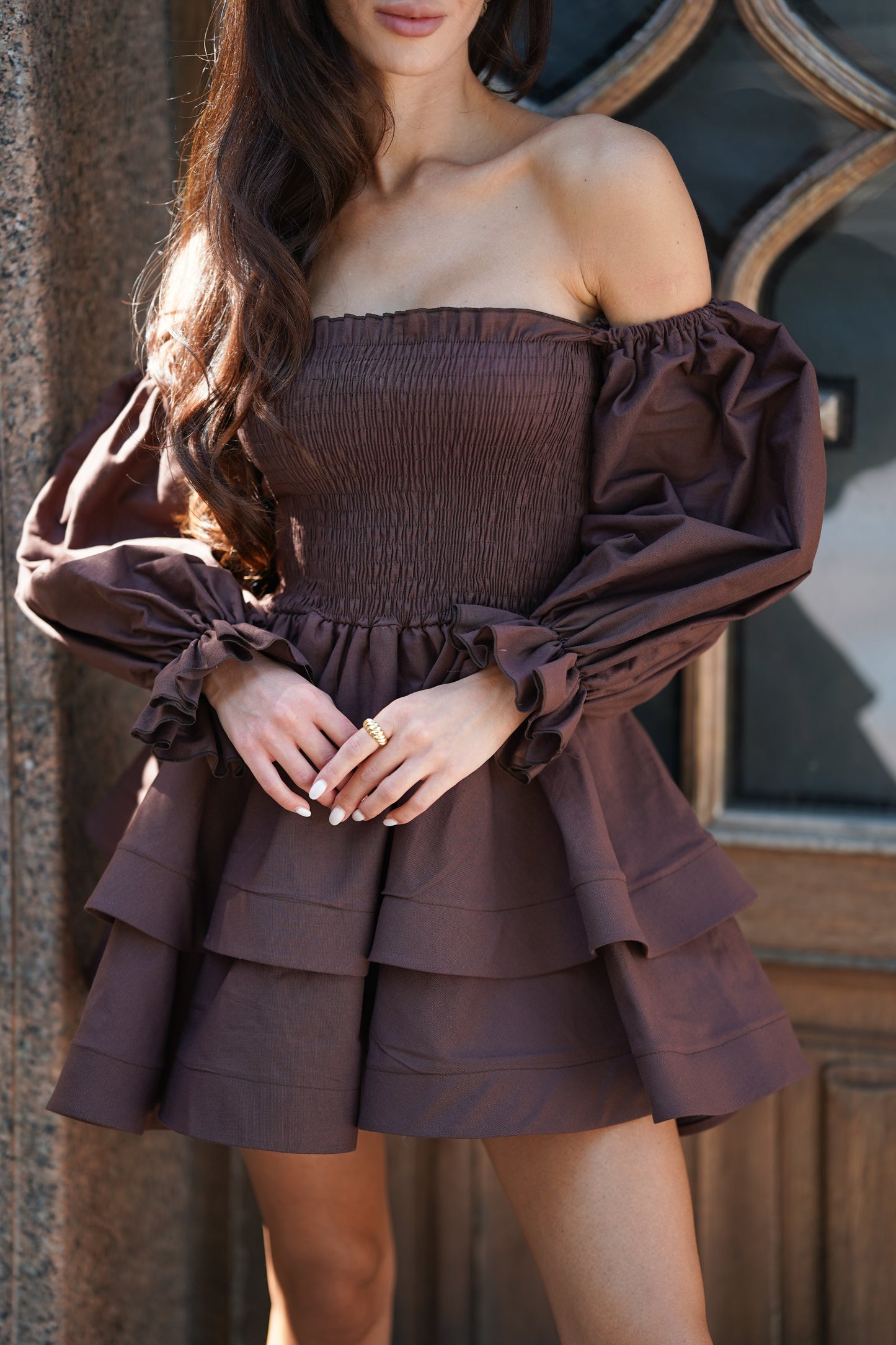 Лляна сукня з рукавами