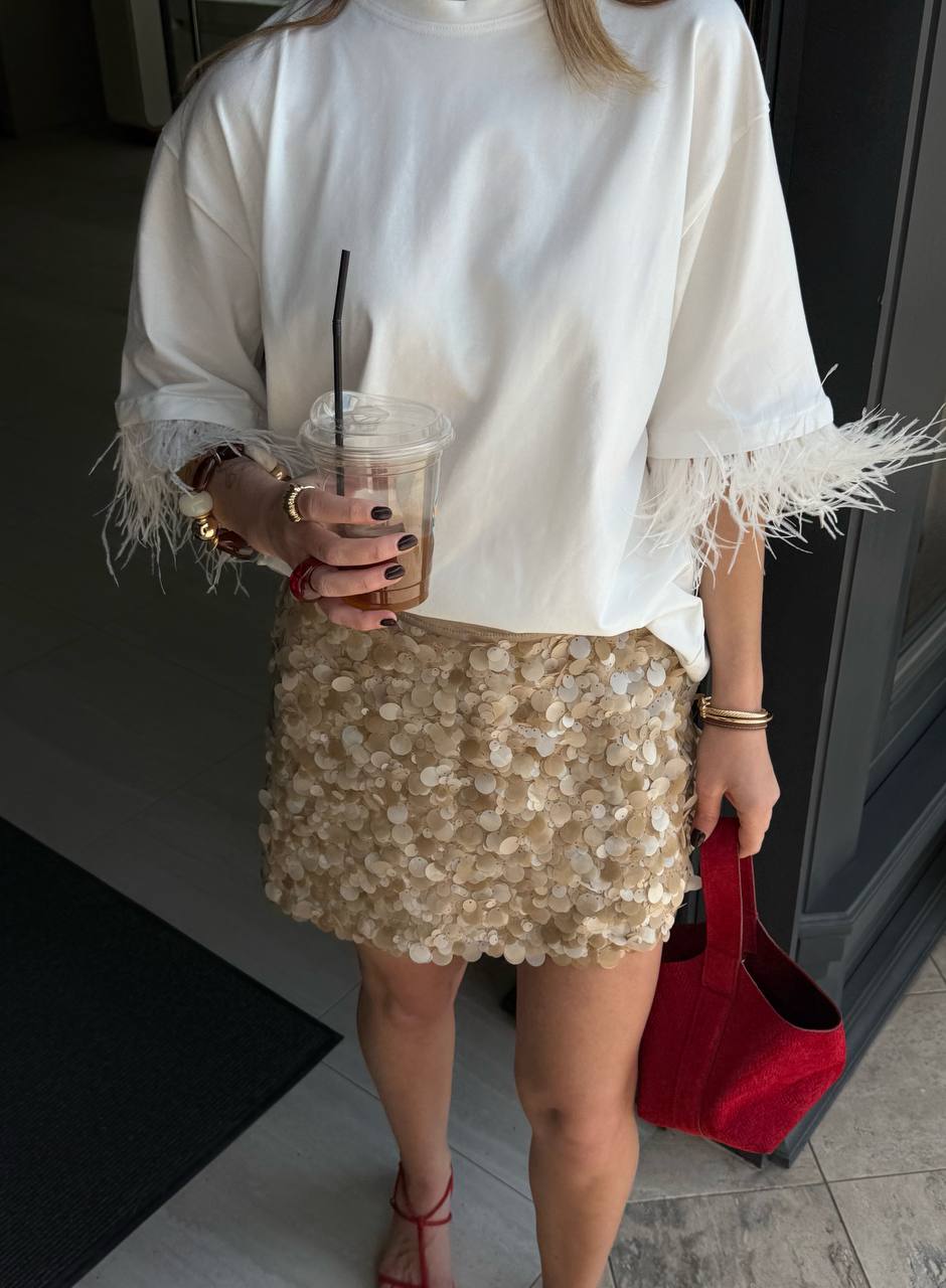 Футболка oversize з акцентними рукавами