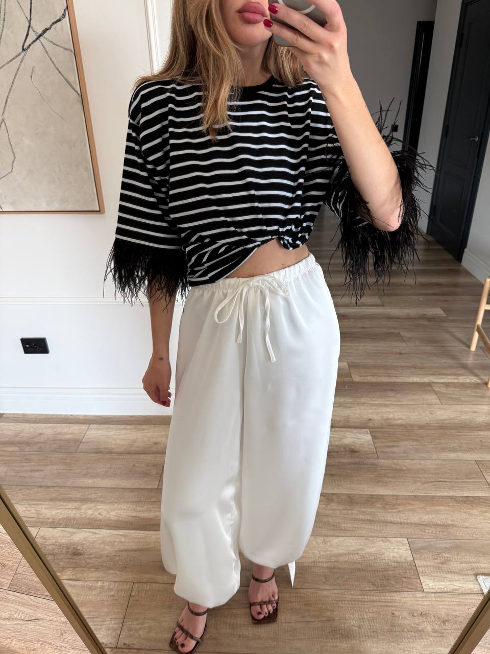 Футболка oversize з акцентними рукавами