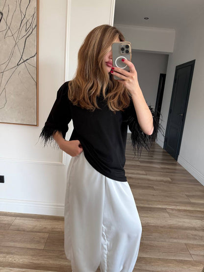 Футболка oversize з акцентними рукавами