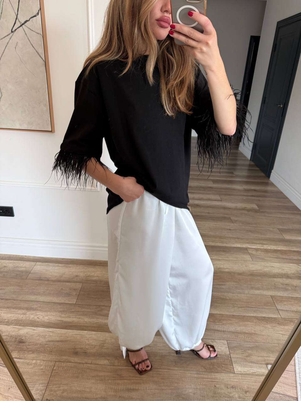 Футболка oversize з акцентними рукавами