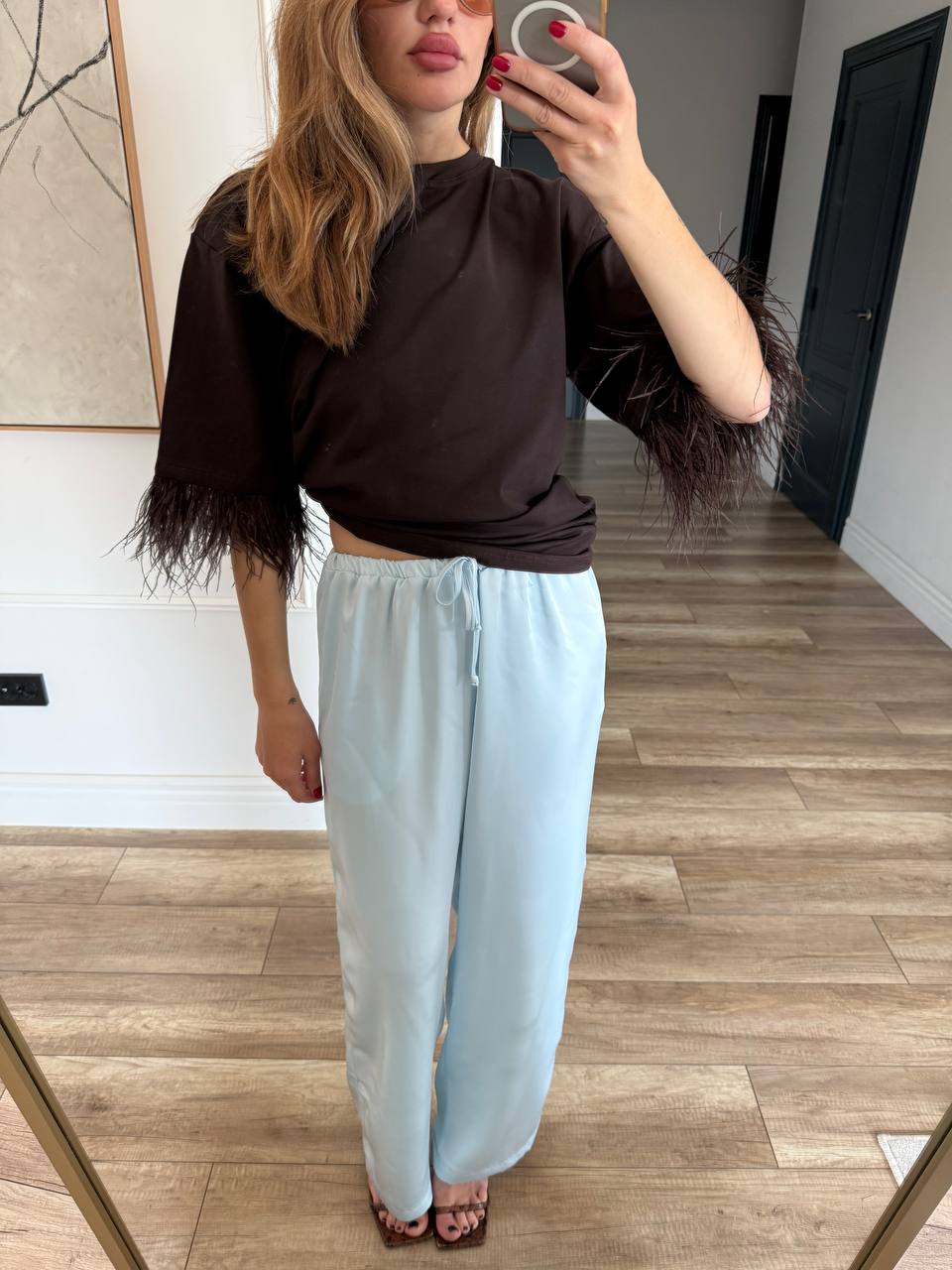 Футболка oversize з акцентними рукавами