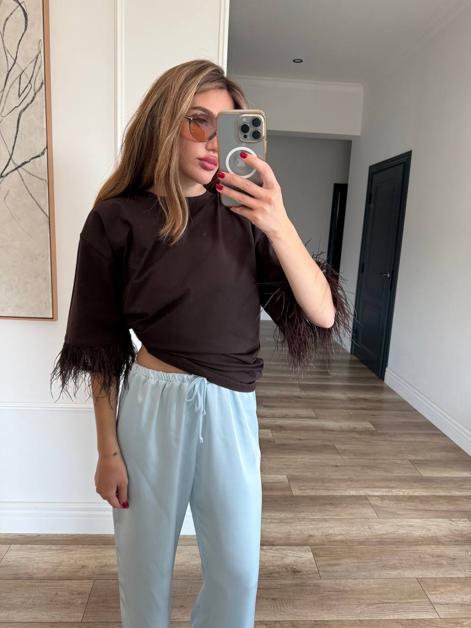 Футболка oversize з акцентними рукавами
