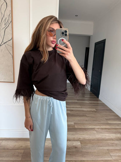 Футболка oversize з акцентними рукавами