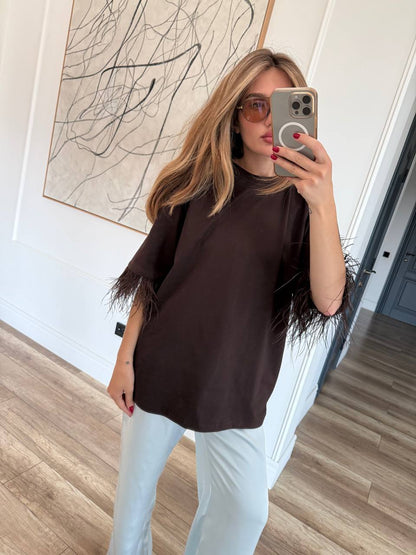 Футболка oversize з акцентними рукавами