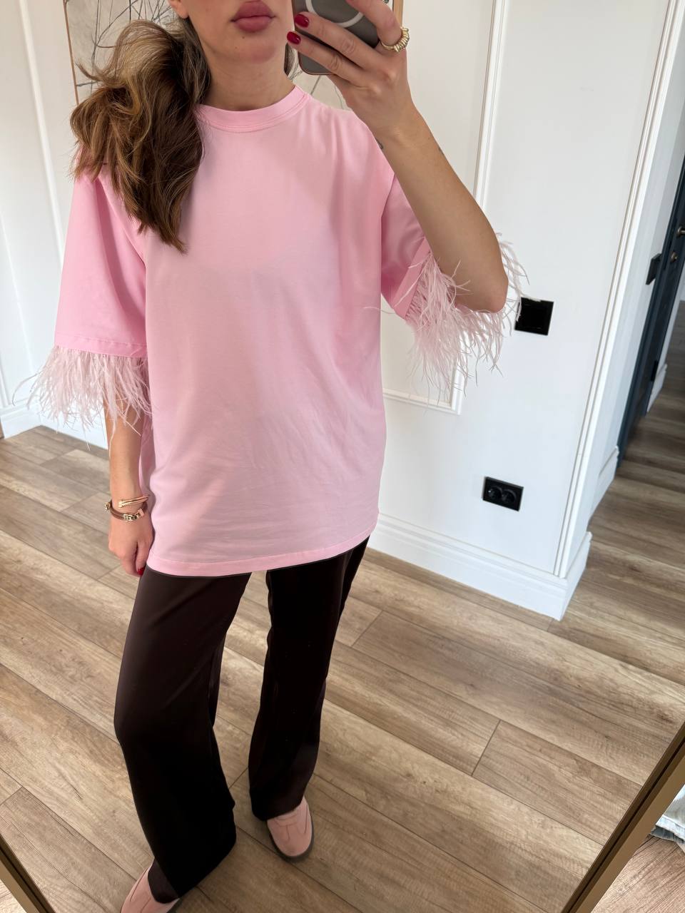 Футболка oversize з акцентними рукавами