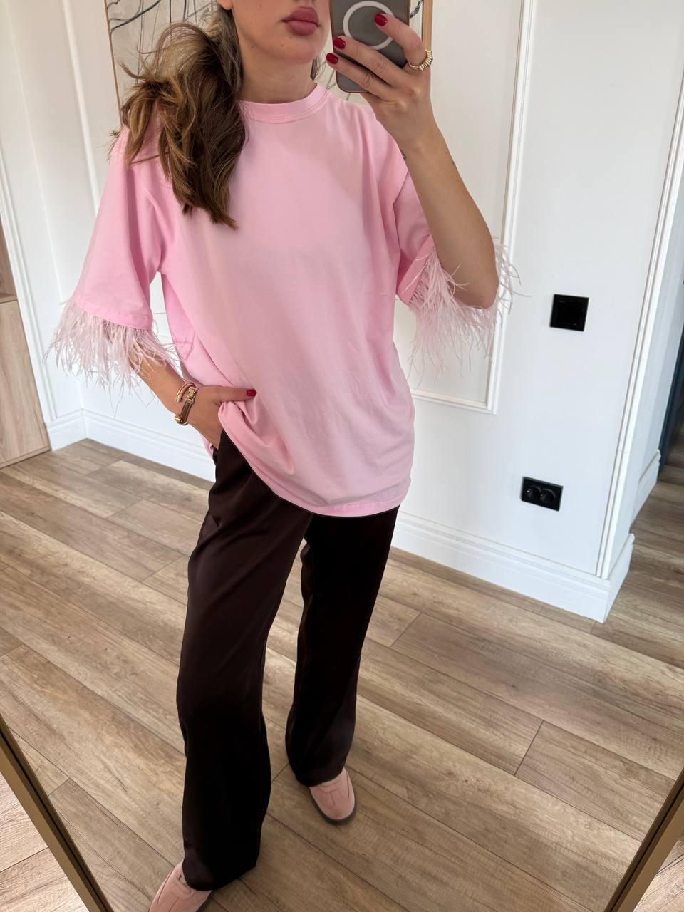 Футболка oversize з акцентними рукавами