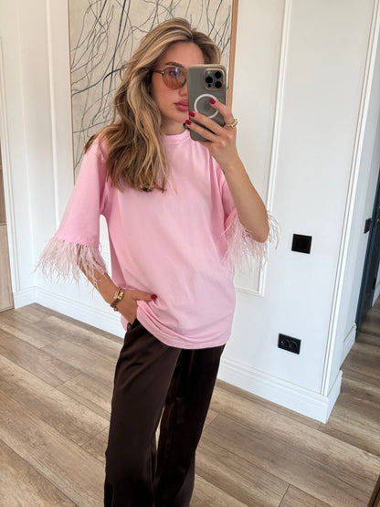 Футболка oversize з акцентними рукавами