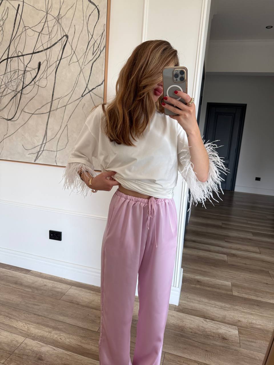 Футболка oversize з акцентними рукавами