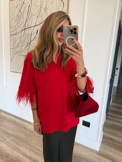 Футболка oversize з акцентними рукавами