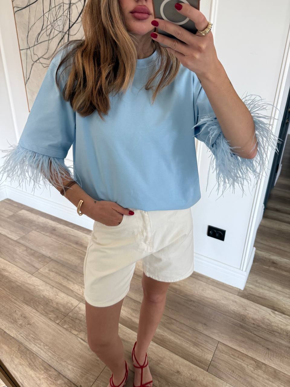 Футболка oversize з акцентними рукавами
