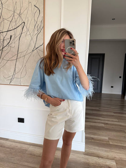 Футболка oversize з акцентними рукавами