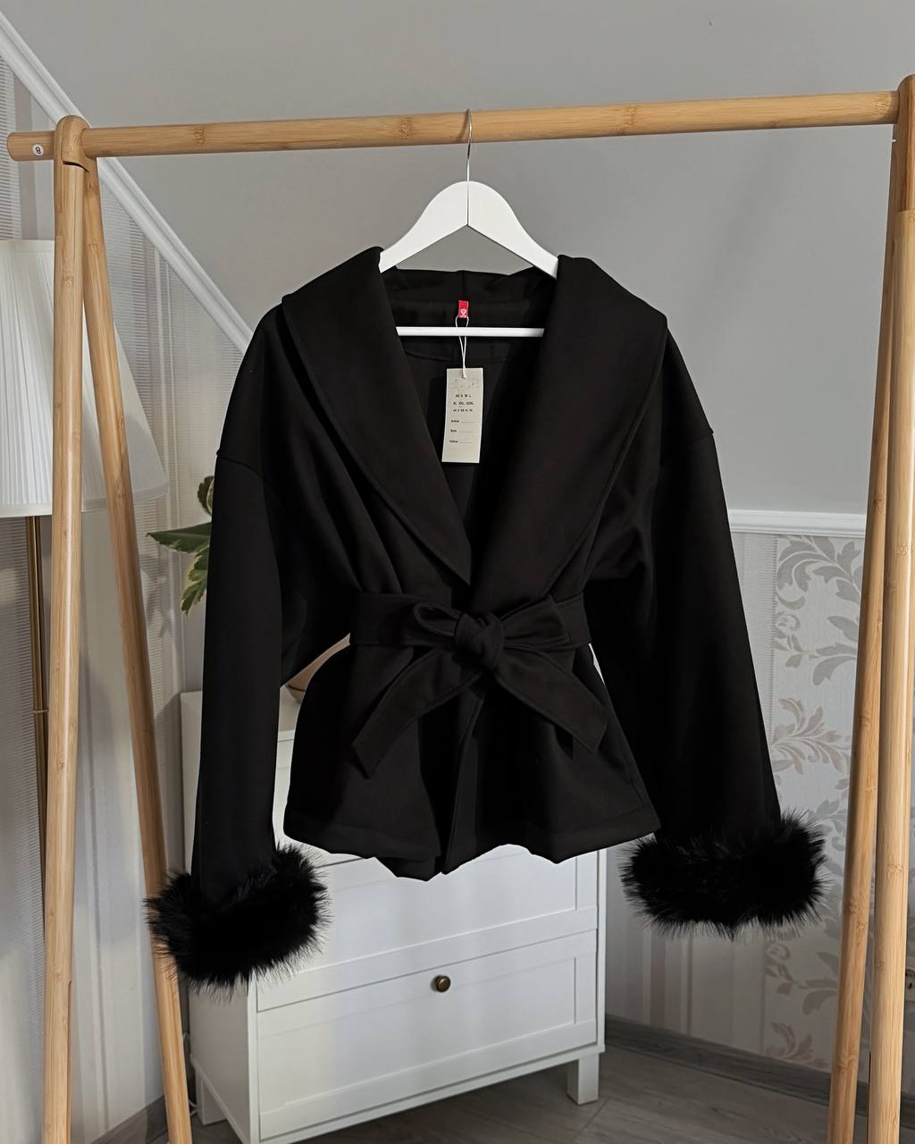 Coat with fur cuffs