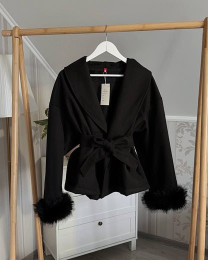 Coat with fur cuffs