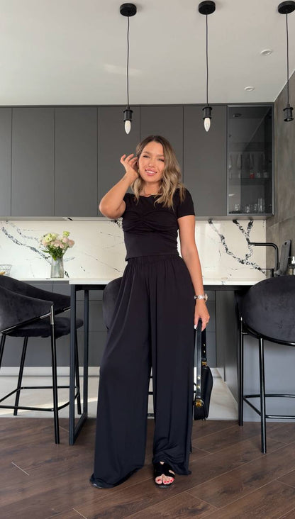 Two-piece suit, pants and long-sleeve