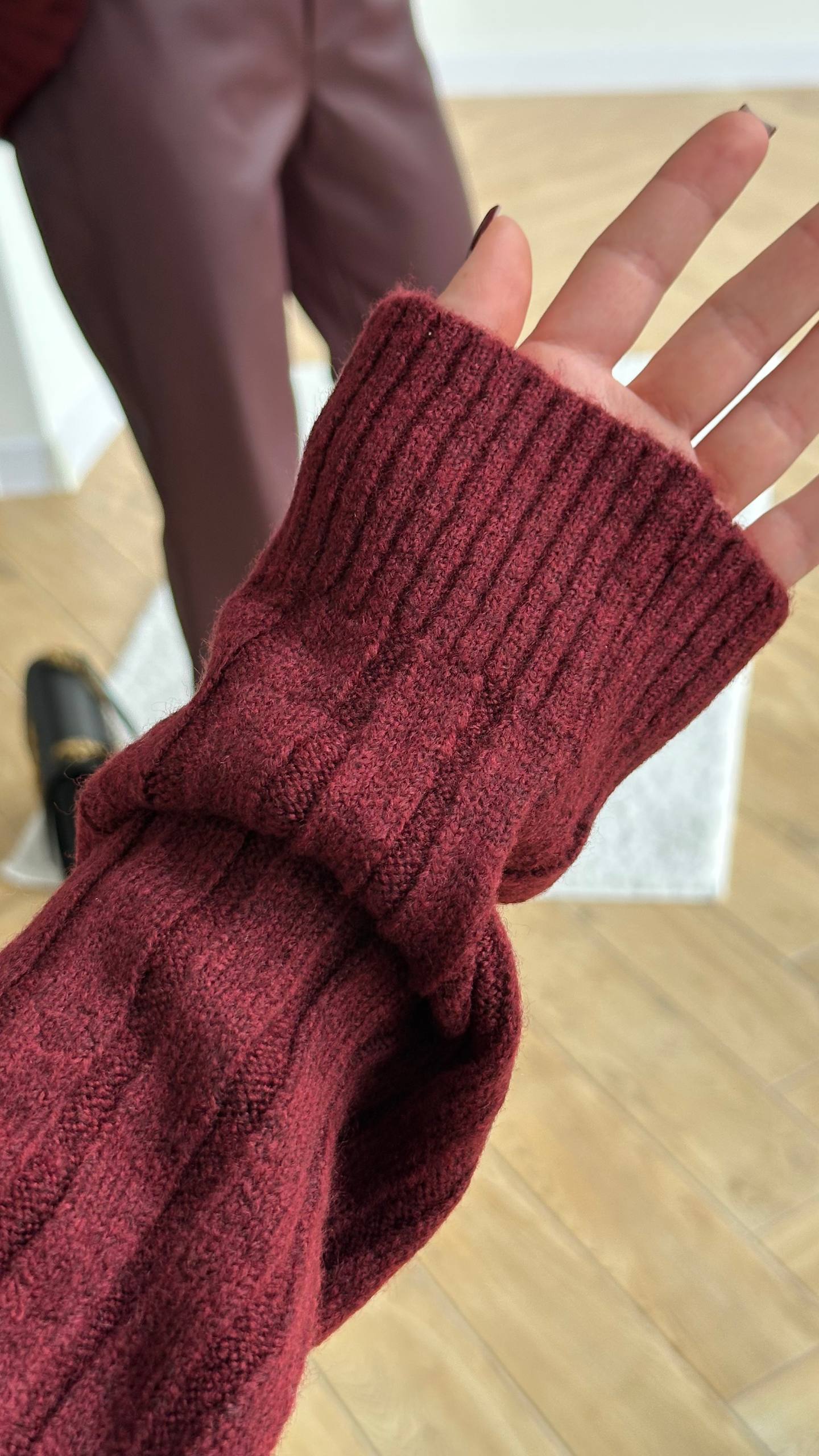 Ribbed polo shirt, burgundy