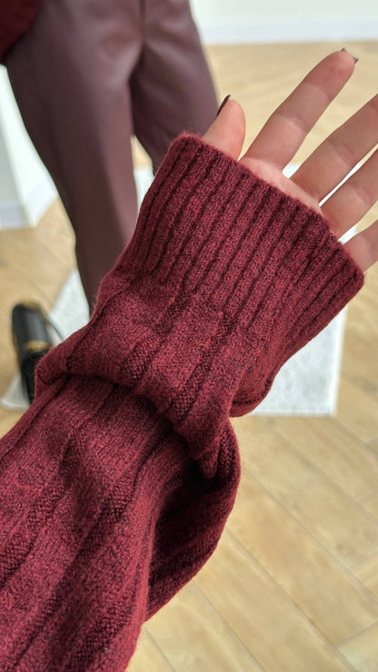 Ribbed polo shirt, burgundy
