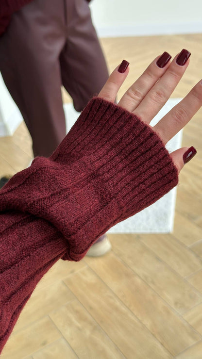 Ribbed polo shirt, burgundy