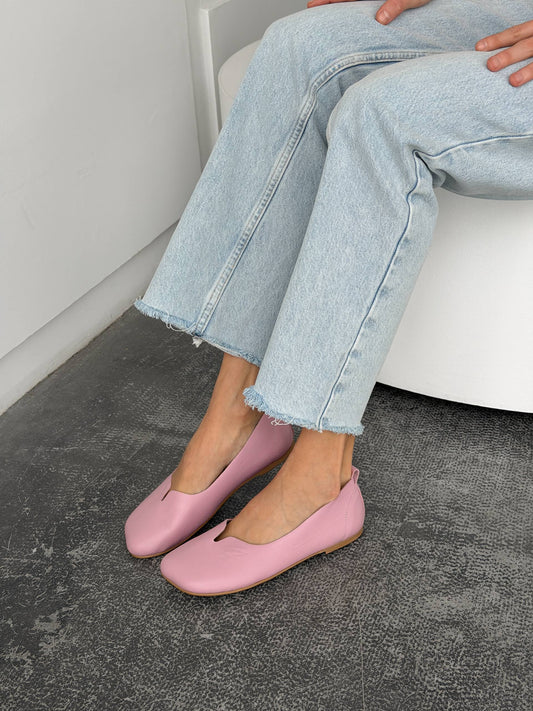 Ballet flats with anatomical toe, light pink