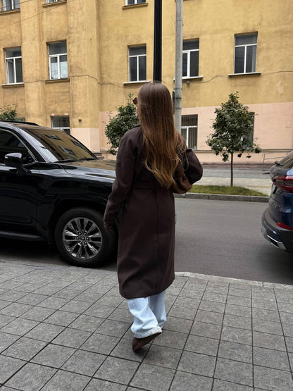 Long wrap coat with lining