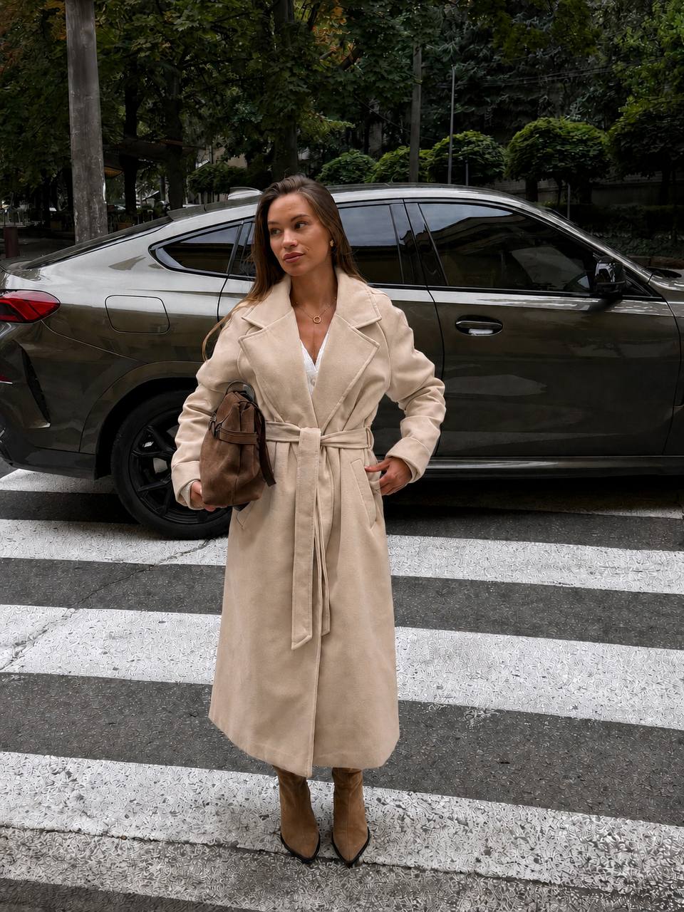Long wrap coat with lining