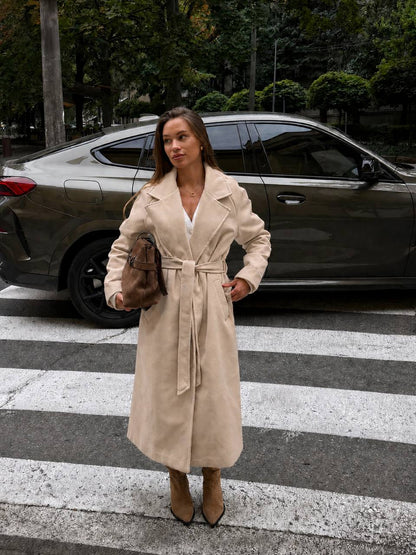 Long wrap coat with lining