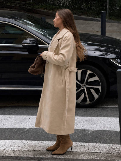 Long wrap coat with lining