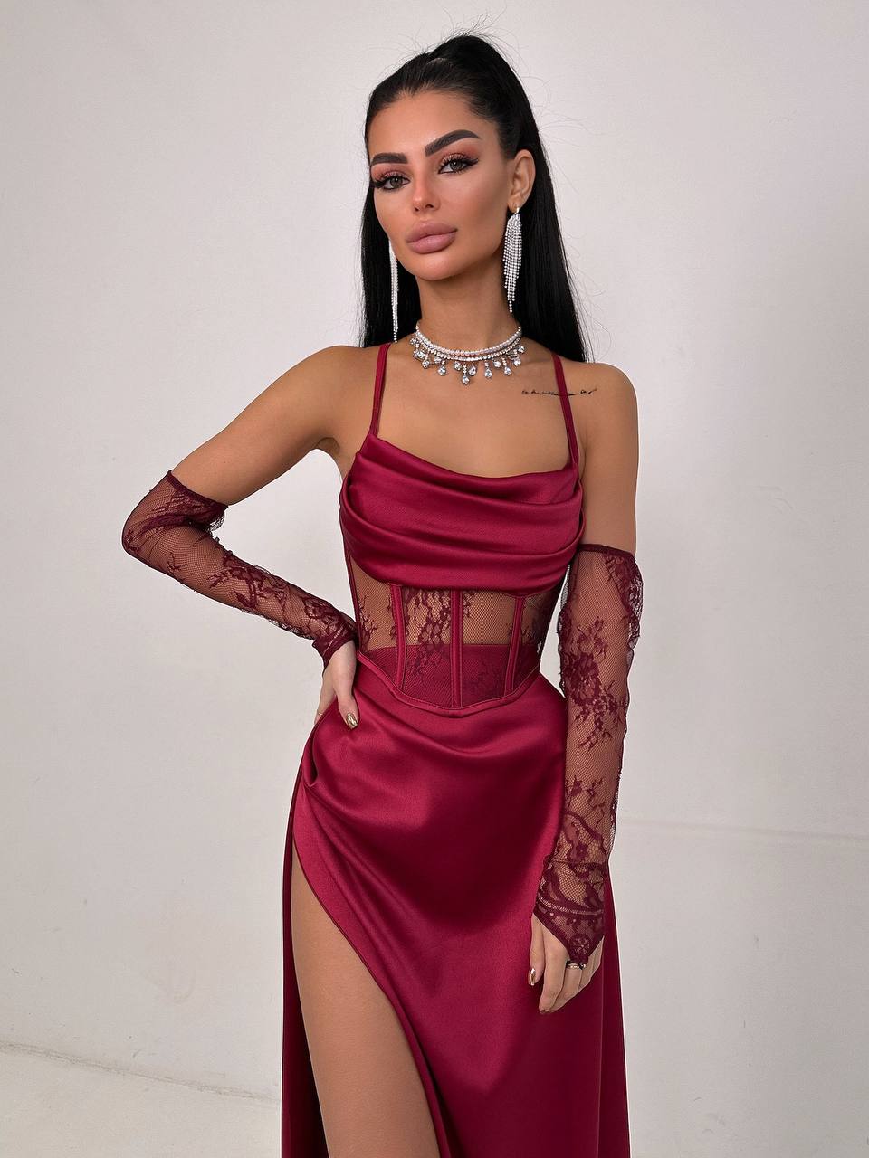 Сукня - Комплект: корсет+ рукавички + спідниця максі
