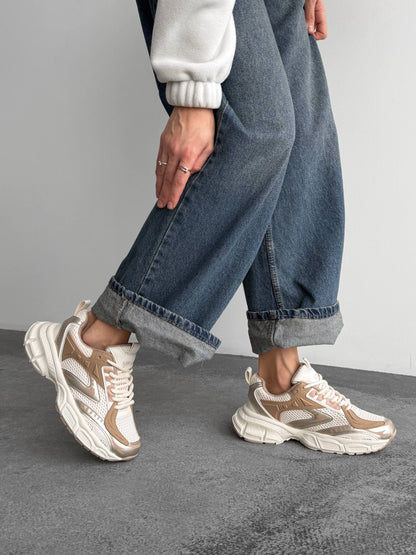 Everyday sneakers, light beige + brown