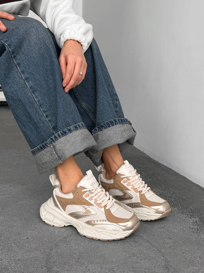 Everyday sneakers, light beige + brown
