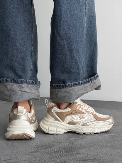 Everyday sneakers, light beige + brown